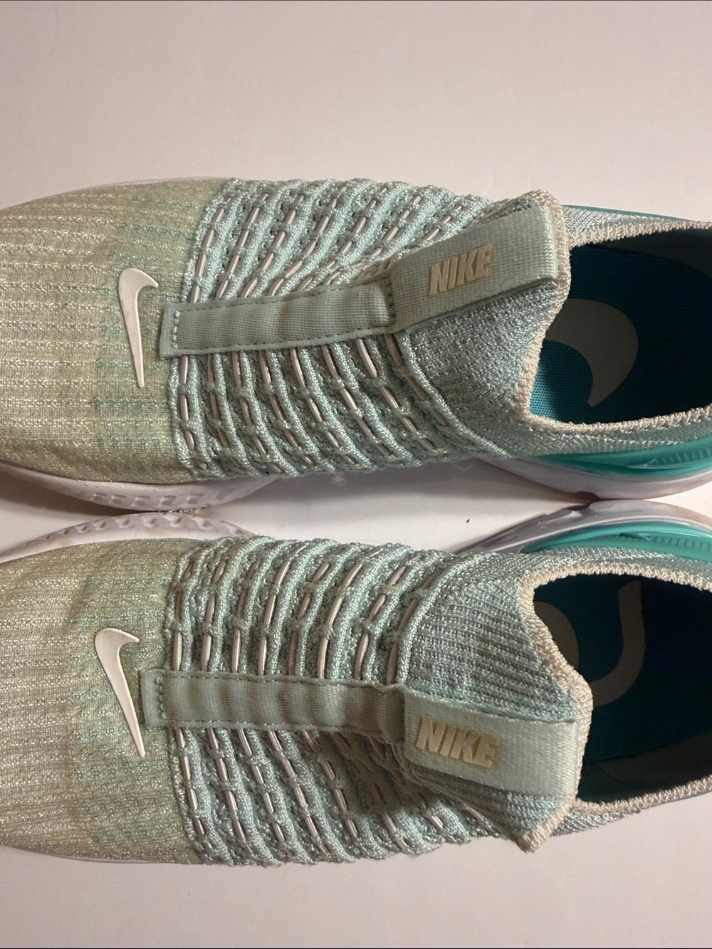 Nike React Phantom Run Flyknit 2 Teal Tint Aurora Mint Green Slip On Sneakers - Picture 7 of 8